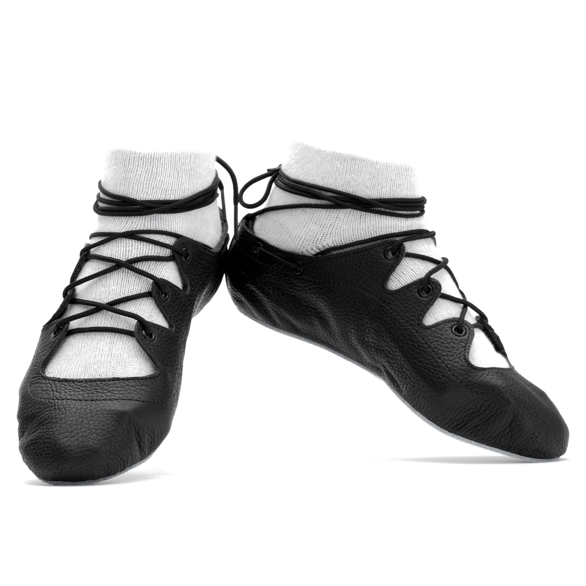 All black leather highland dance pumps