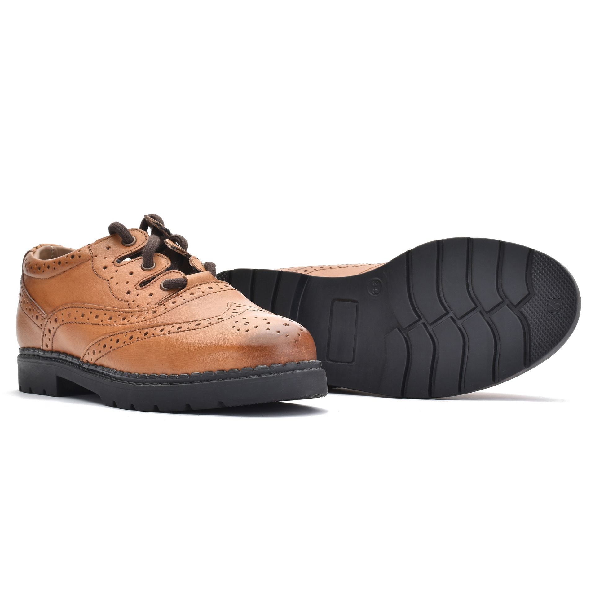boys brown ghillie brogues super-soft leather padded heel cuff extra cushioning