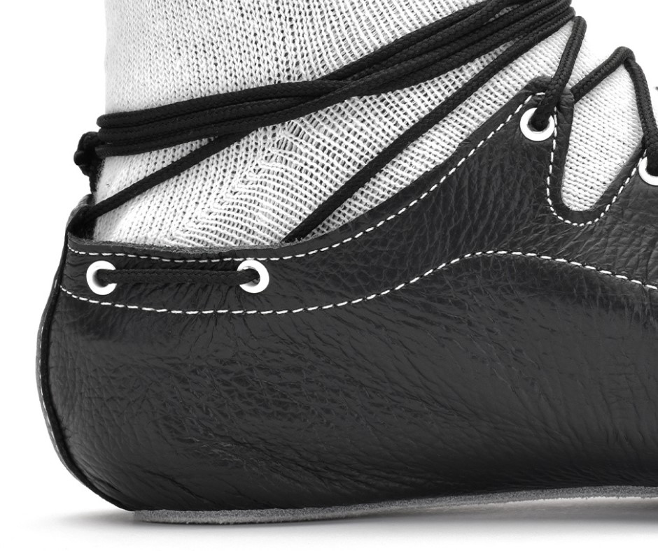 Scottish highland dance pump showing extra eyelets 